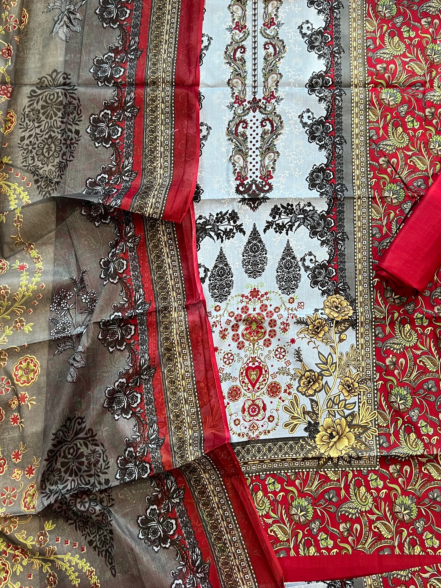 SKY BLUE AND RED INAYA PURE COTTON PRINTED SUIT