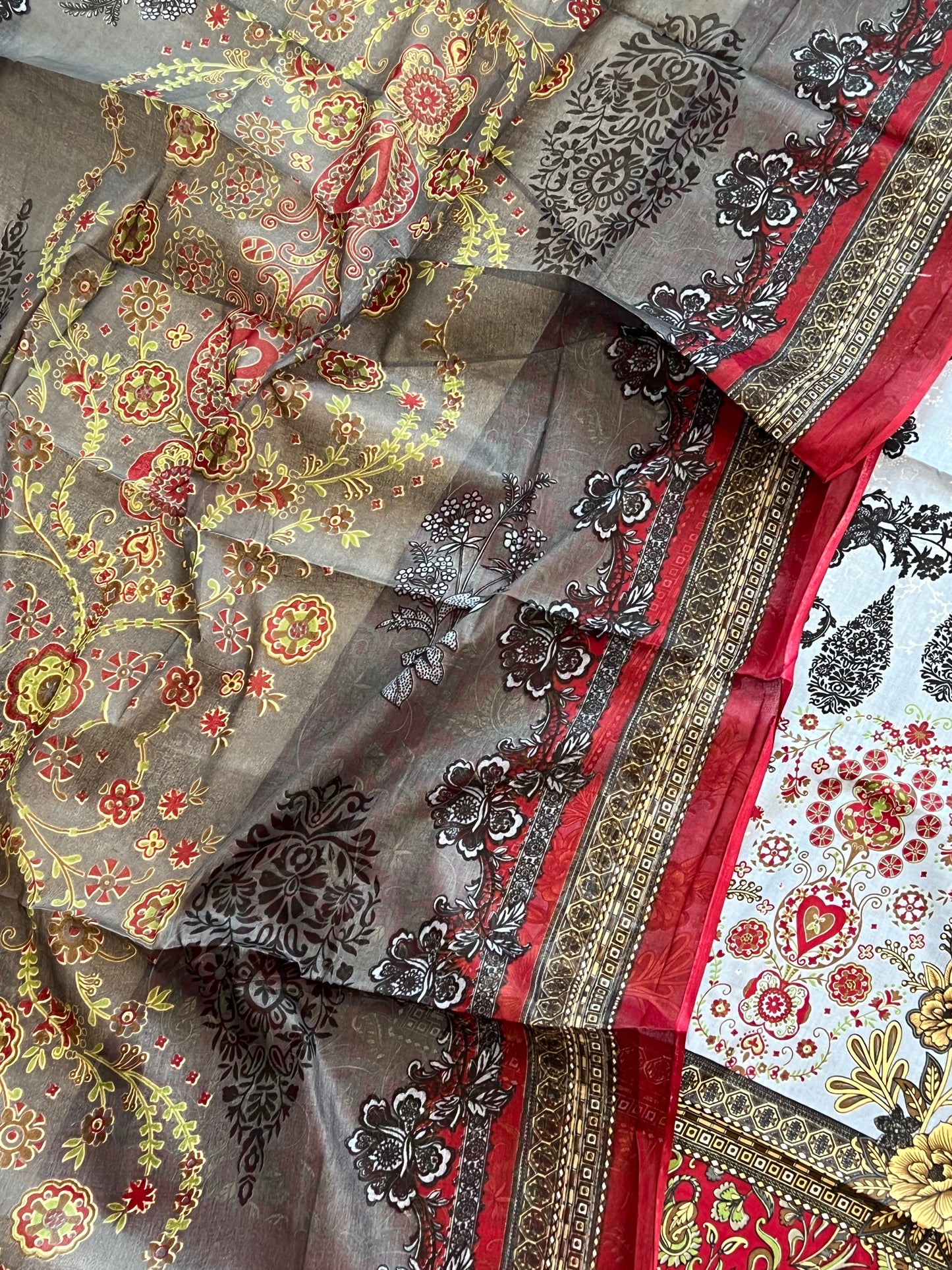 SKY BLUE AND RED INAYA PURE COTTON PRINTED SUIT