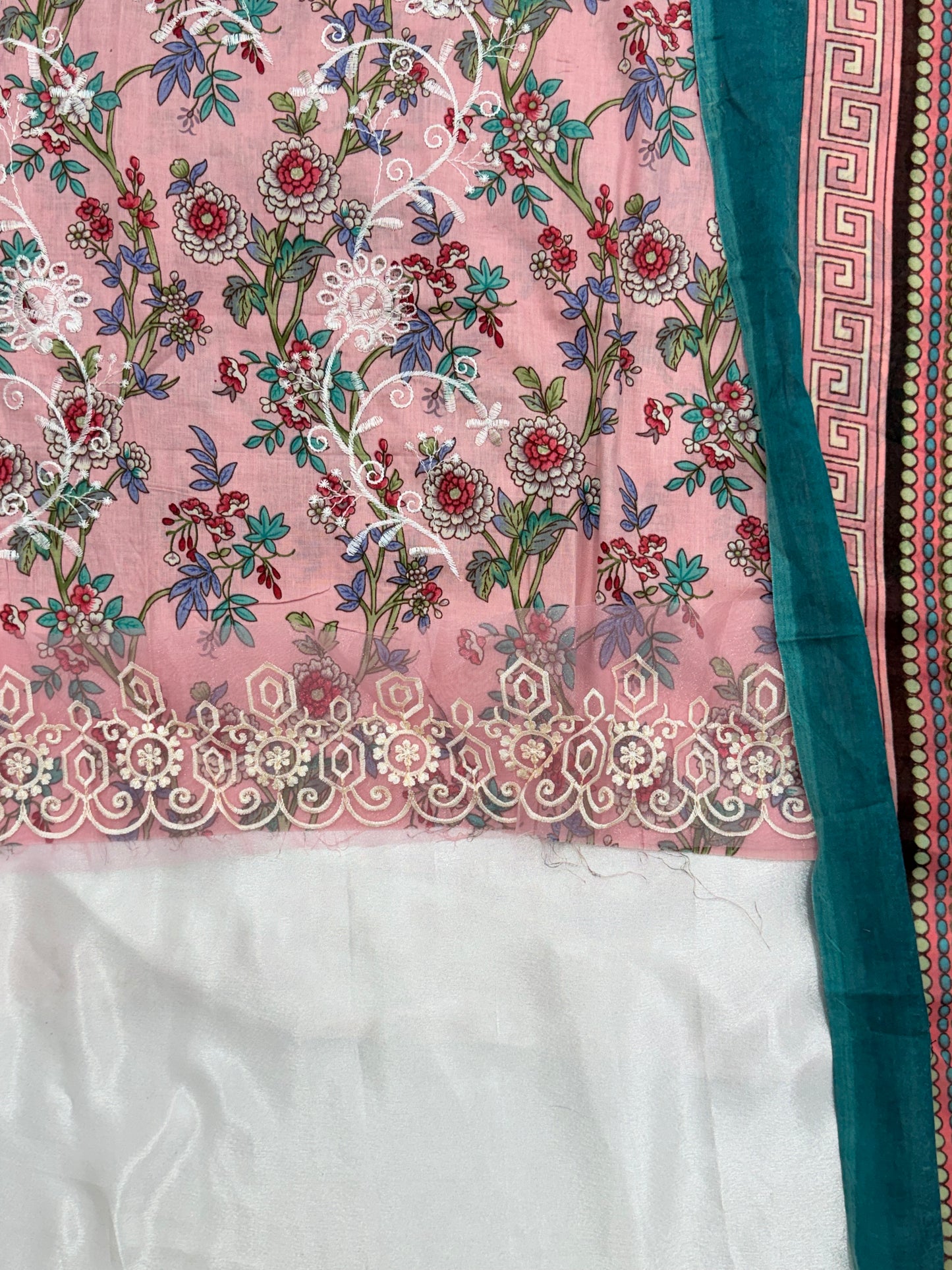 PINK FLORA COTTON EMBROIDERY SUIT Q
