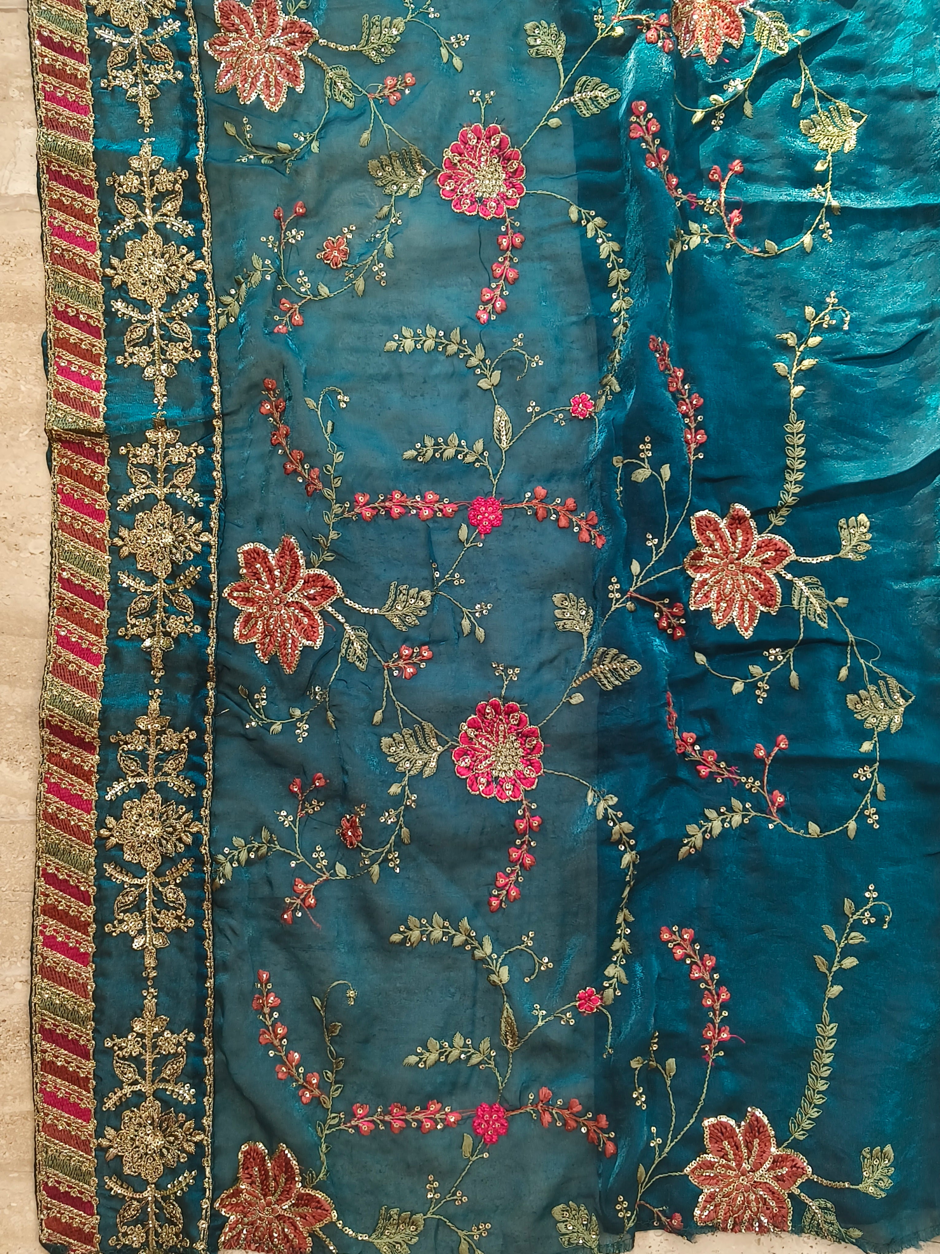 GLASS ORGANZA EMBROIDERY SUIT 3 Q