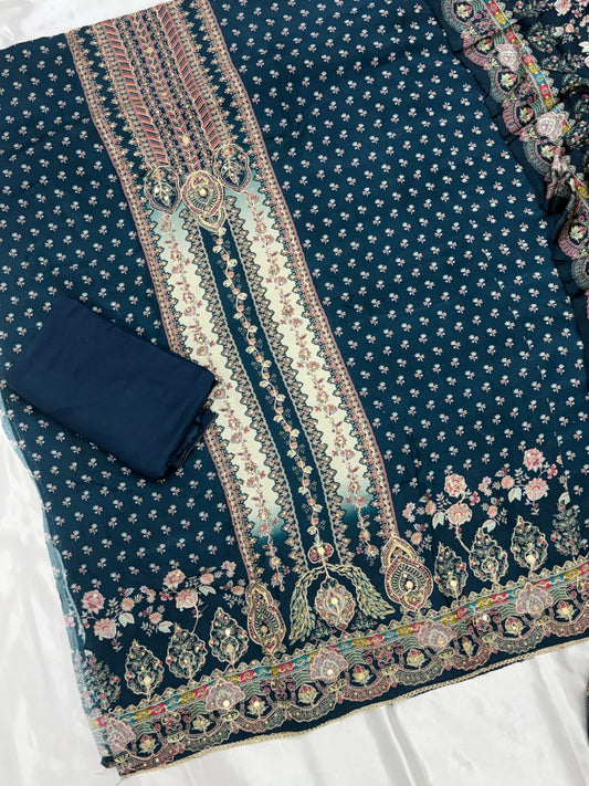 MUMTAZ MUSLIN EMBROIDERY SUIT 1 Q