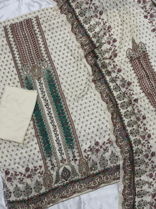MUMTAZ MUSLIN EMBROIDERY SUIT 2 Q