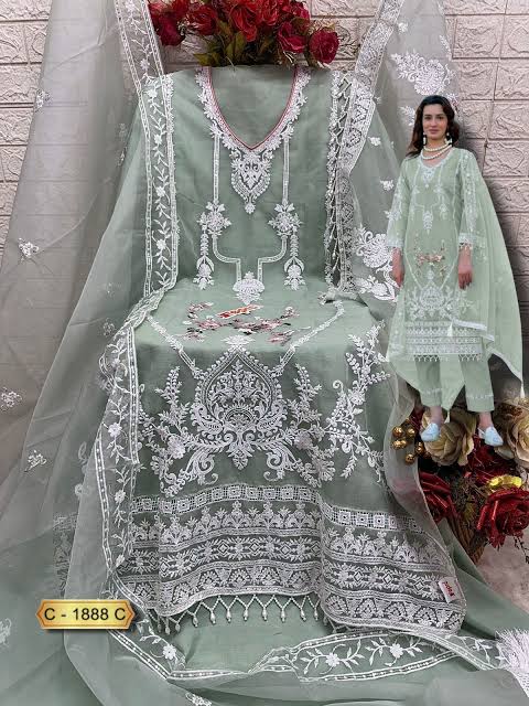 ORGANZA EMBROIDERY SUIT1888 F