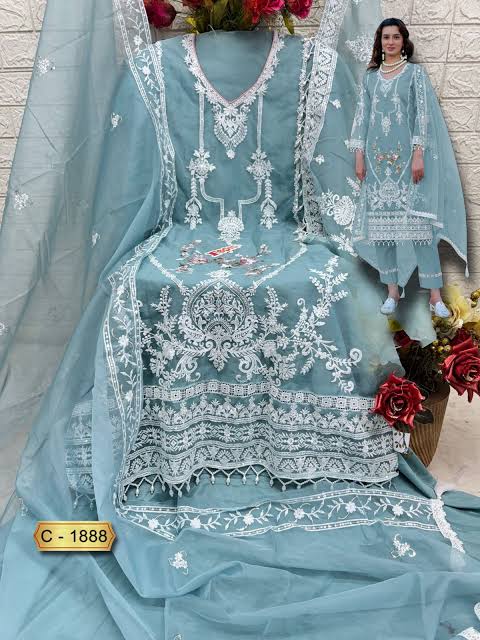 ORGANZA EMBROIDERY SUIT 1888 F Q