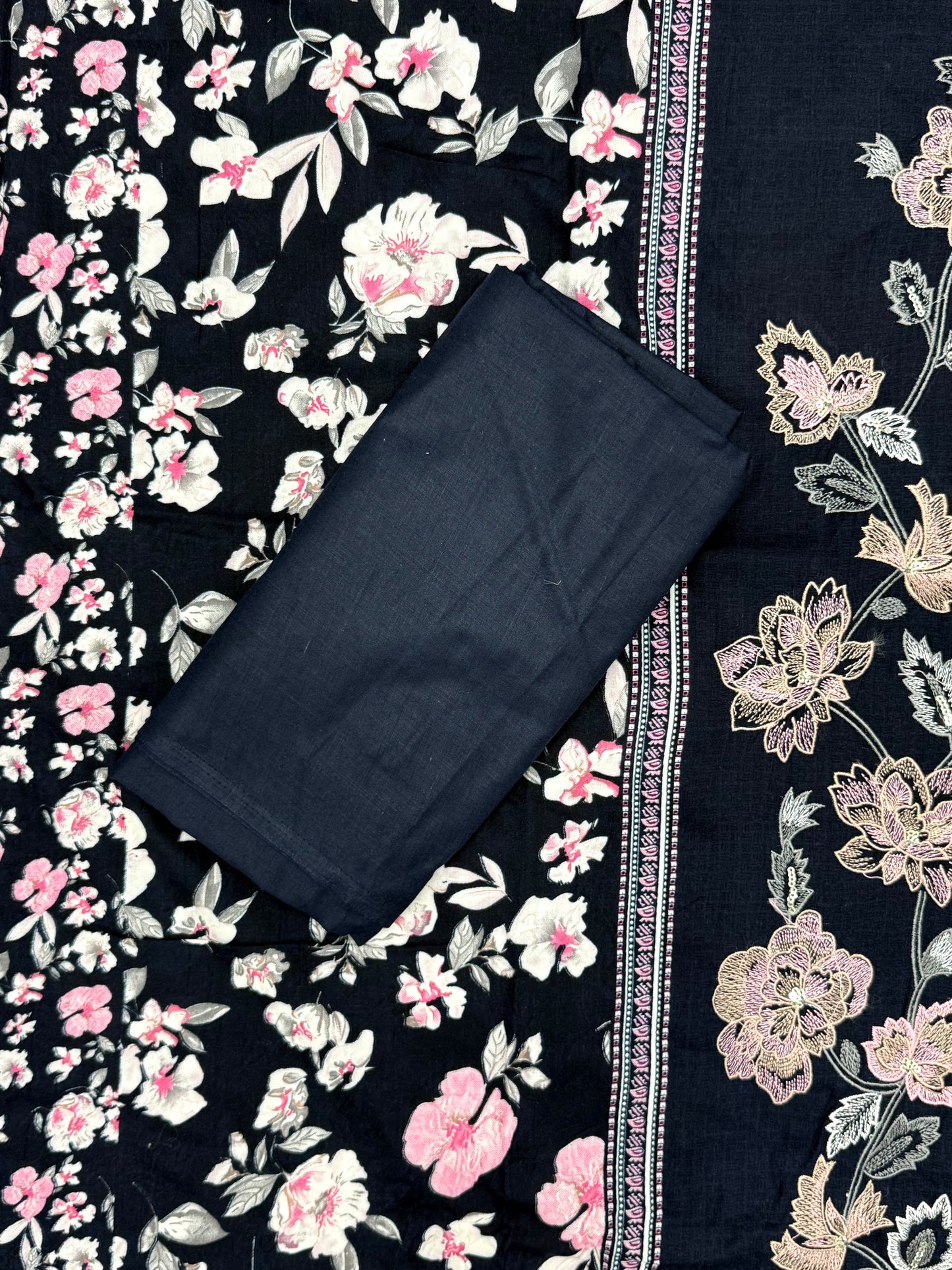CASHMERE BLUE  COTTON EMBROIDERY SUIT 4 Q