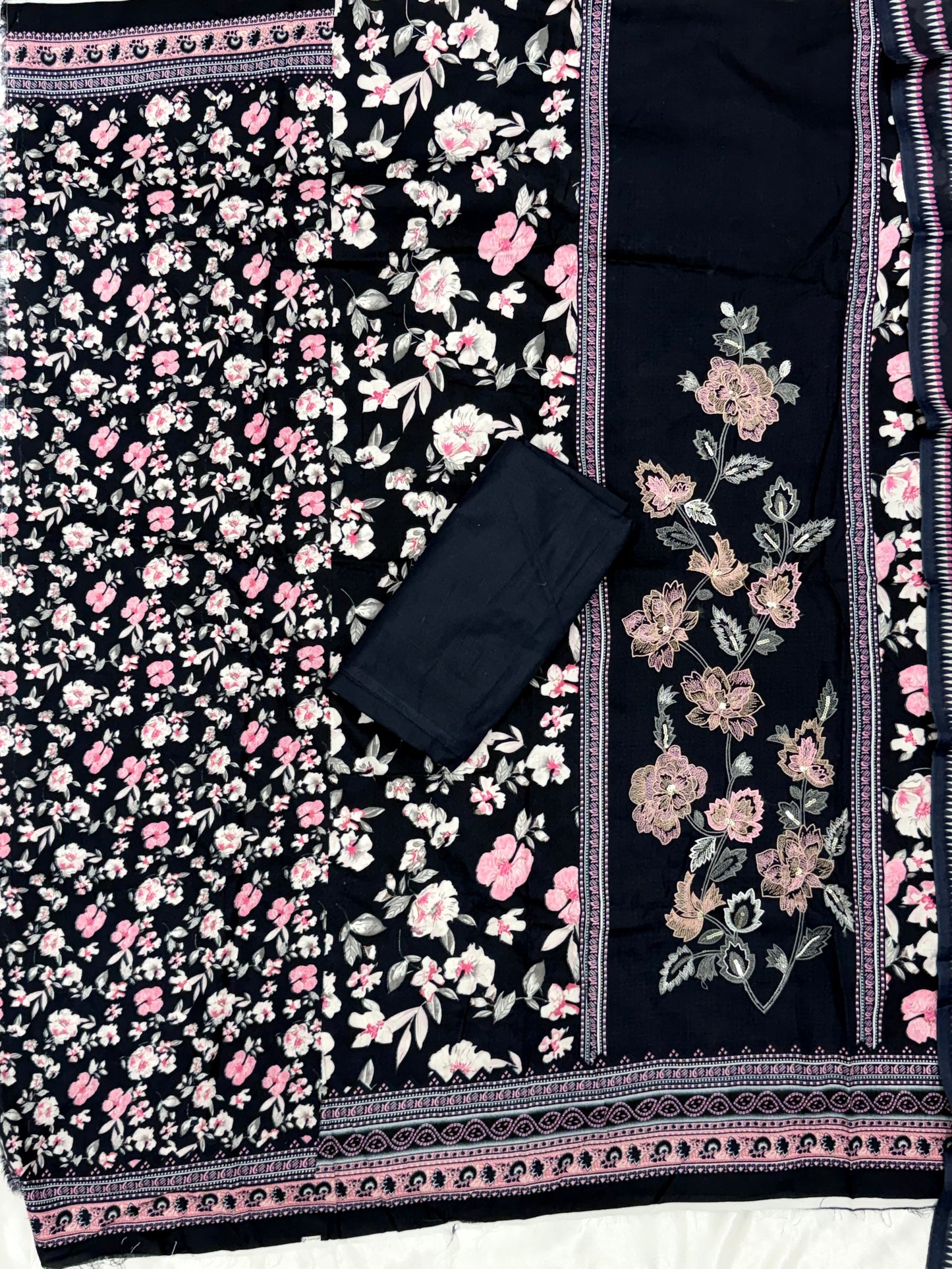 CASHMERE BLUE  COTTON EMBROIDERY SUIT 4 Q