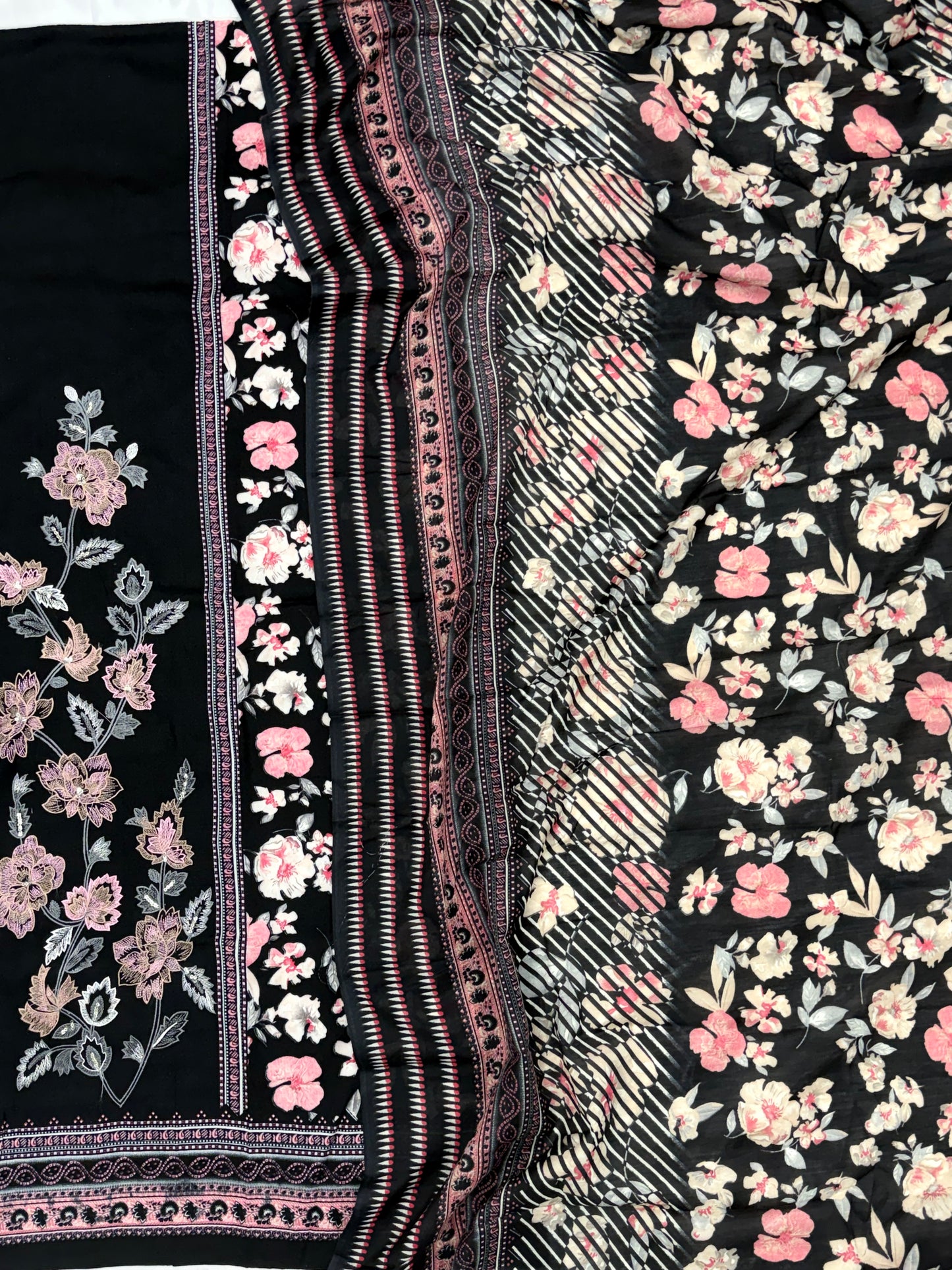 CASHMERE BLACK COTTON EMBROIDERY SUIT 1 Q