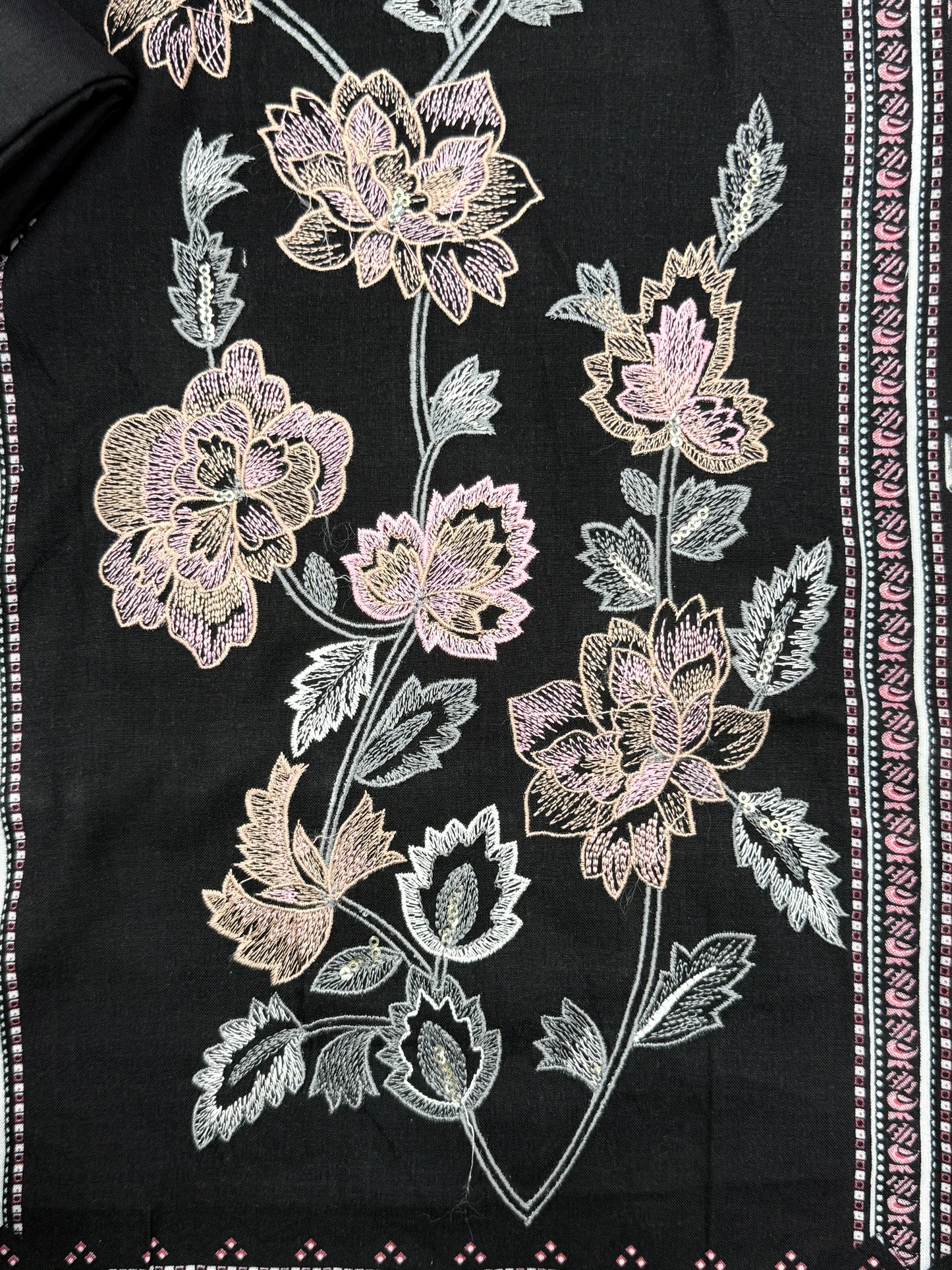 CASHMERE BLACK COTTON EMBROIDERY SUIT 1 Q