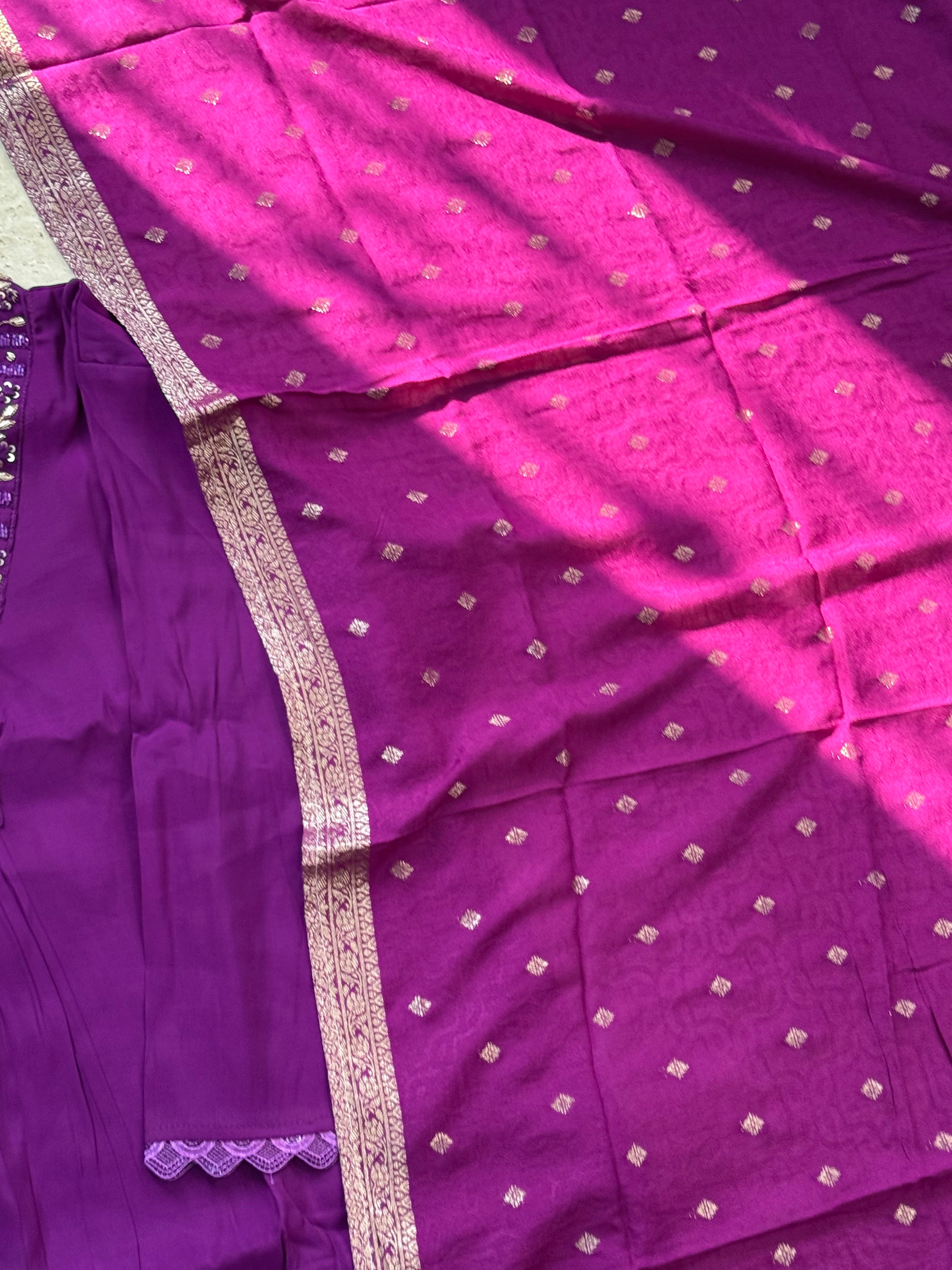 MUL CHANDERI HANDWORK FROCK 1 Q