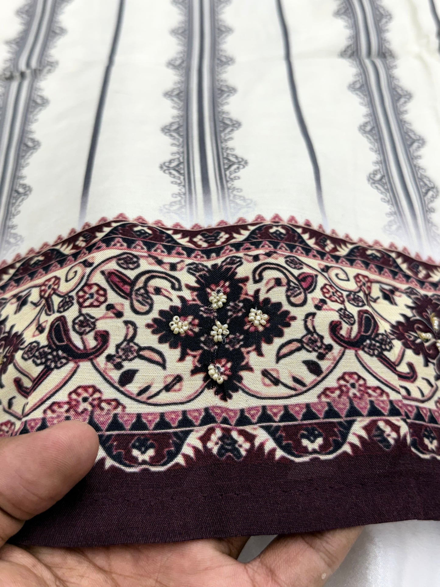 KAIRA MUSLIN HAND WORK EMBROIDERY SUIT 12 Q