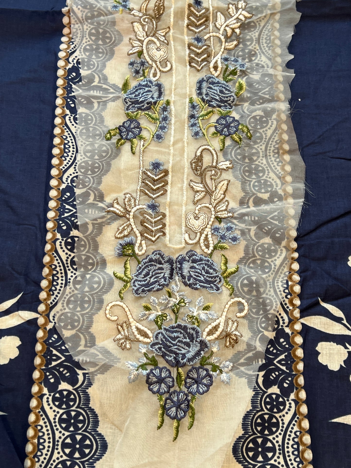 BLUE FLORAL COTTON PATCH SUIT
