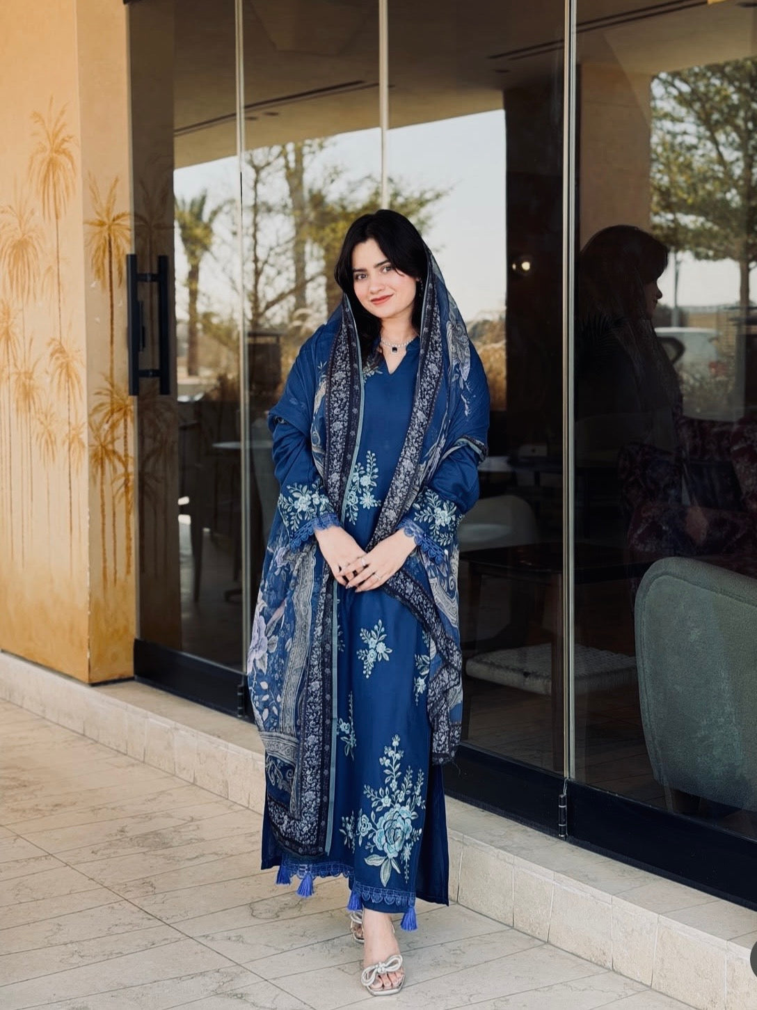 HARSHA BLUE RAYON EMBROIDERY SUIT