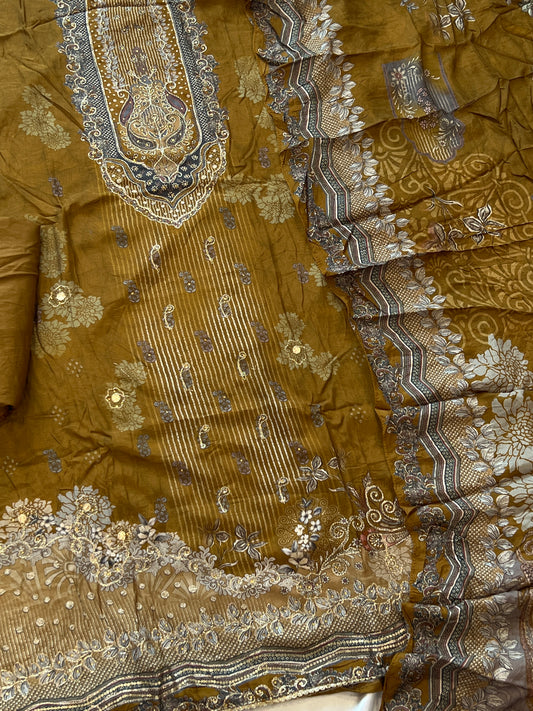 MUSTERED MUSLIN EMBROIDERY SUIT 278