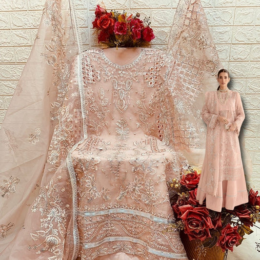 PEACH ORGANZA SUIT F 1730