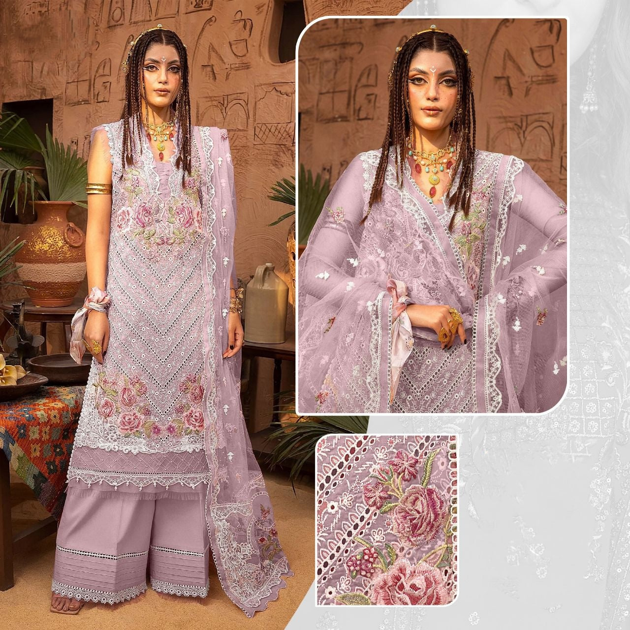 PURPLE LAWN COTTON  SUIT 1792