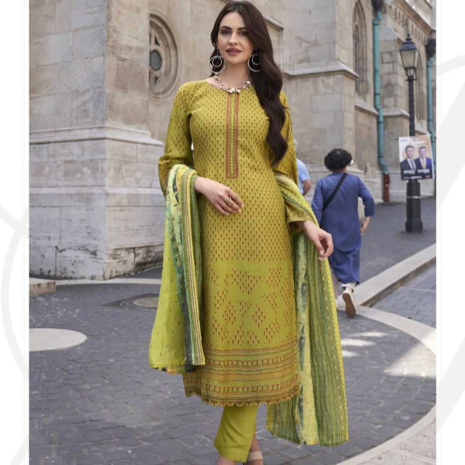 YELLOW MEHER PURE COTTON SUIT