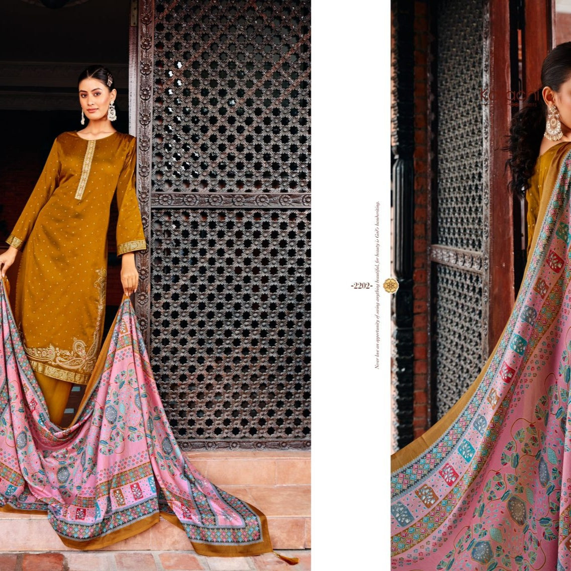 MUSTERD FITOOR JAM SATIN EMBROIDERY SUIT