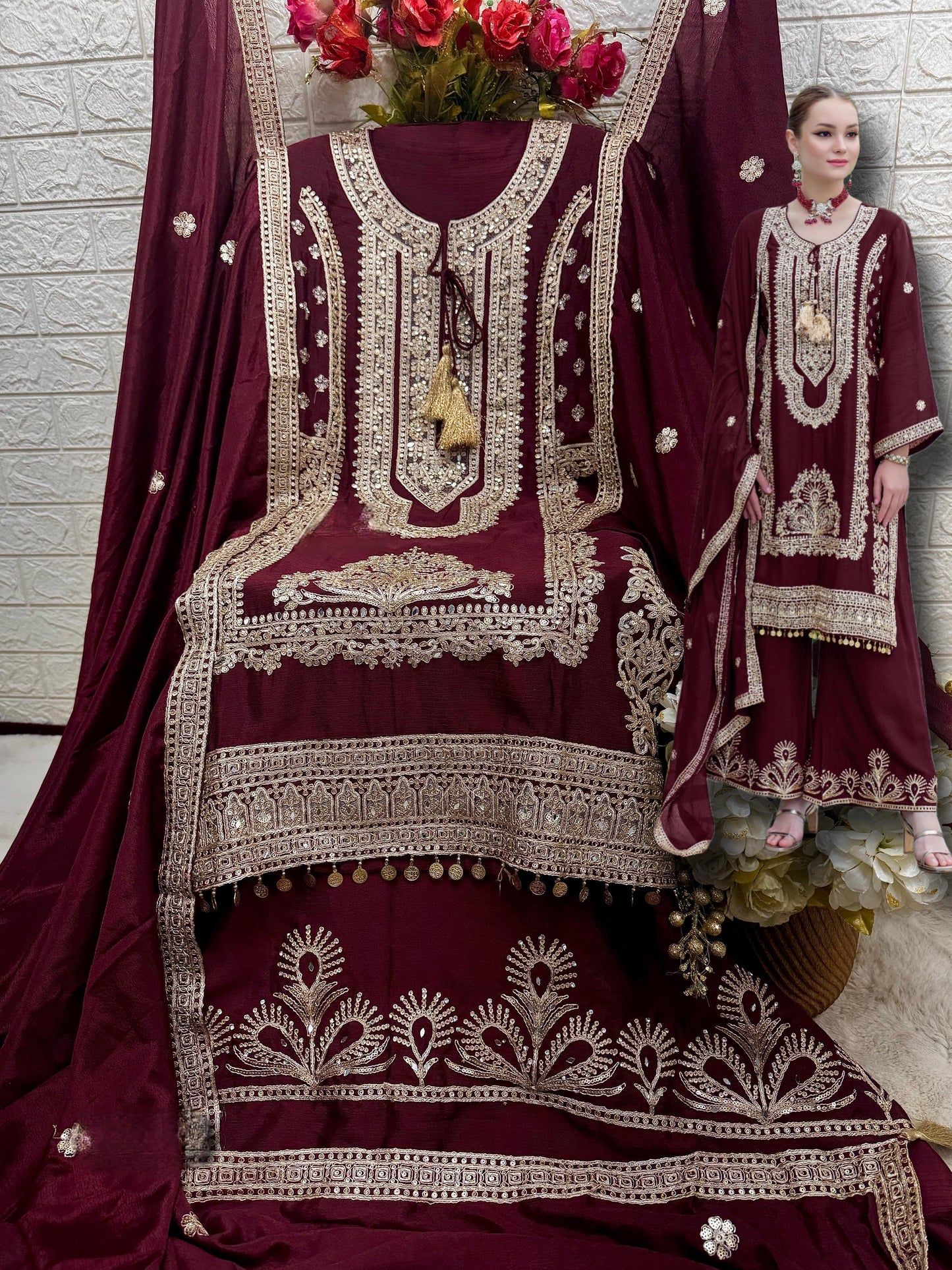 MAROON CHINNON SUIT 1846