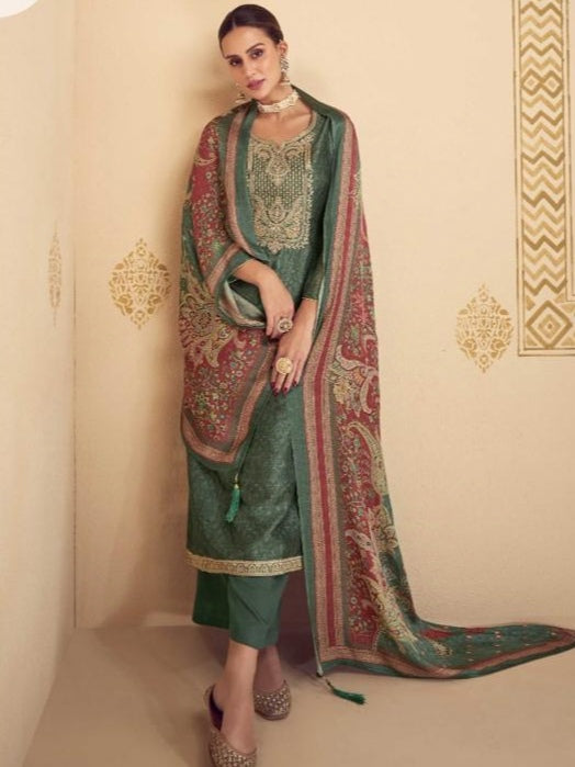 GREY SHENAAZ PURE SILK EMBROIDERY SUIT