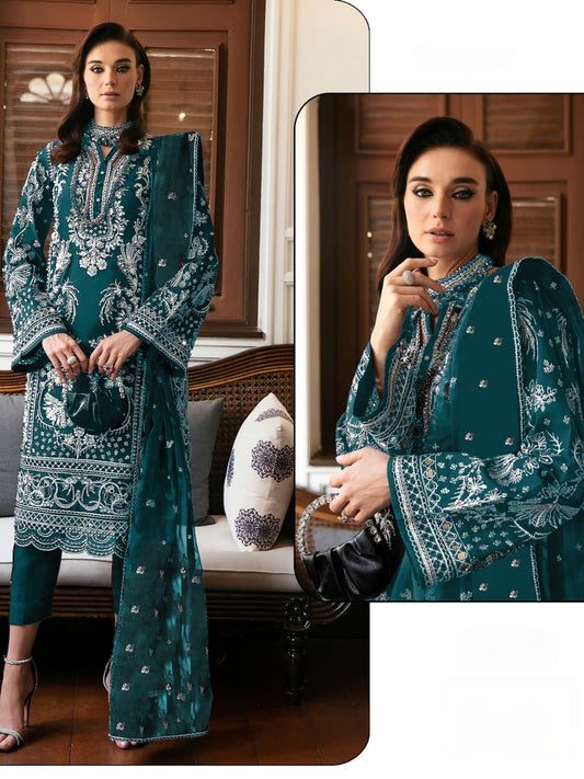 BLUE VELVET EMBROIDERY SUIT 17039