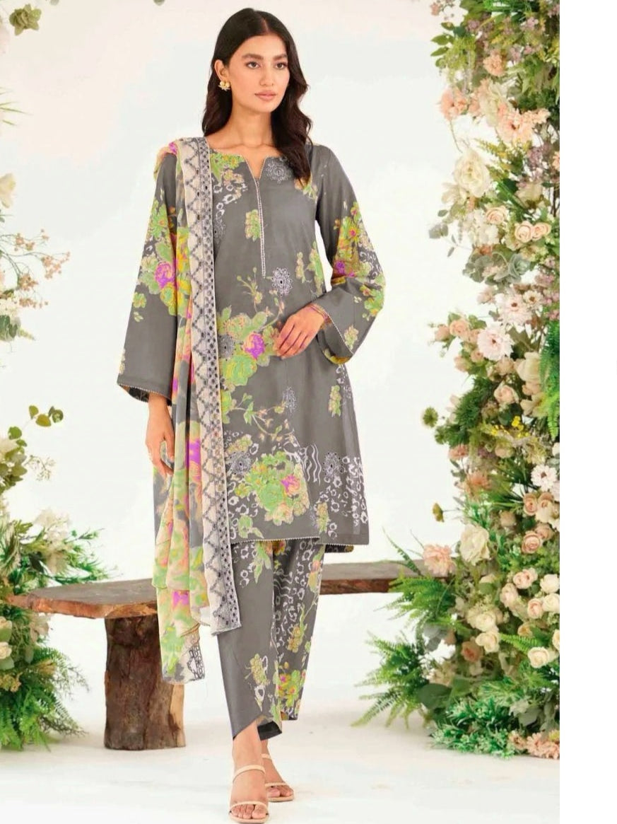 GREY PASHMINA EMBROIDERY SUIT