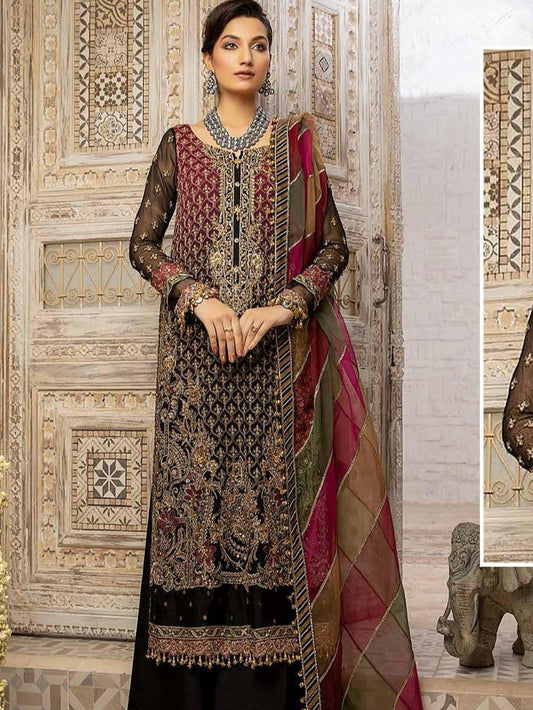 ZUFI BLACK ORGANZA EMBROIDERY SUIT