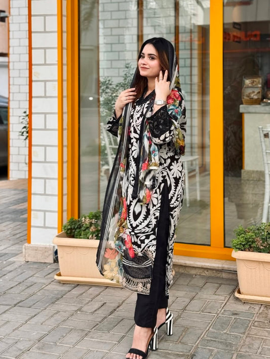 HARSHA ZEBRA COTTON PATCH SUIT