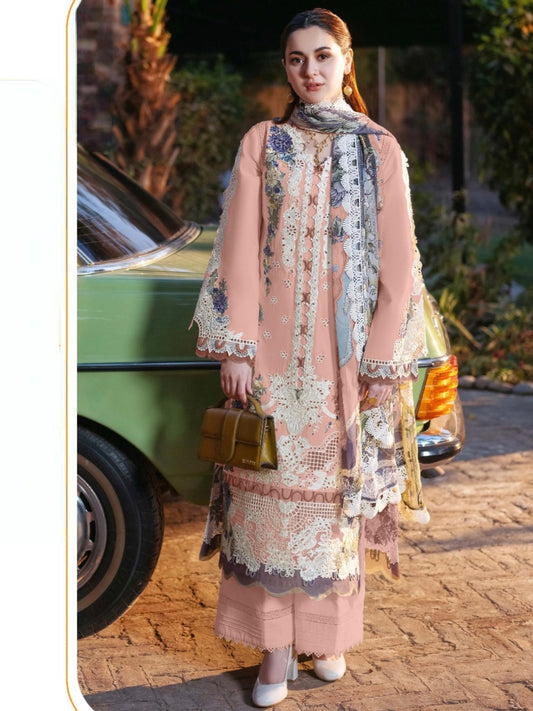 PEACH HANIA LAWN COTTON EMBROIDERY SUIT