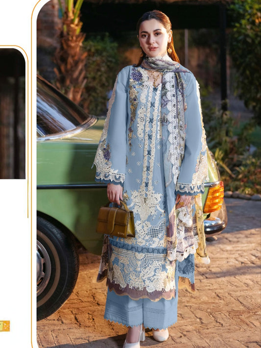 BLUE HANIA LAWN COTTON EMBROIDERY SUIT
