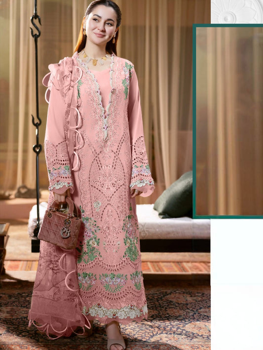 PEACH HANIA LAWN COTTON EMBROIDERY SUIT
