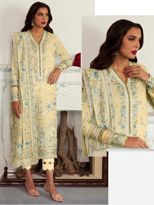 HANIA  PURE COTTON EMBROIDERY SUIT 2024 F Q