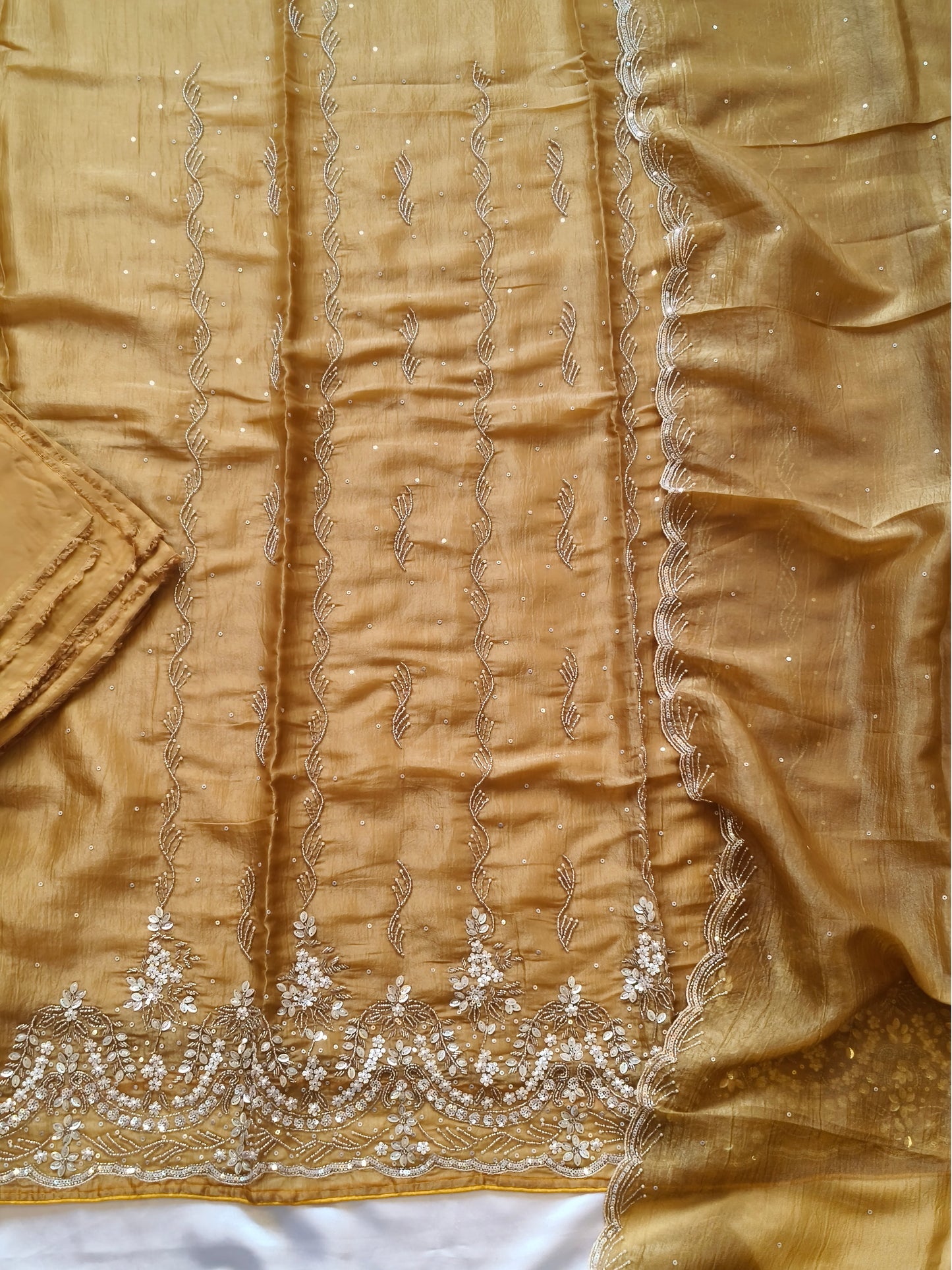 GOLD ZARQASH HAND EMBROIDERY SUIT 1