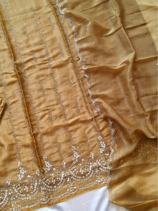GOLD ZARQASH HAND EMBROIDERY SUIT 1