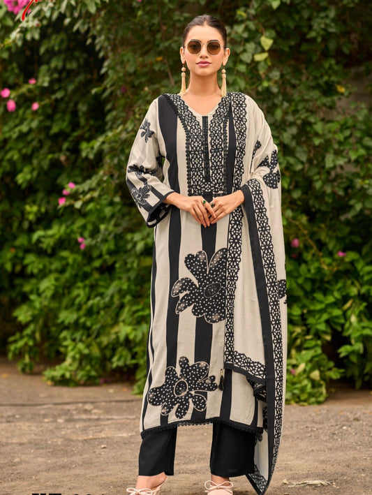 MUSLIN HAND WORK EMBROIDERY SUIT 284 Q
