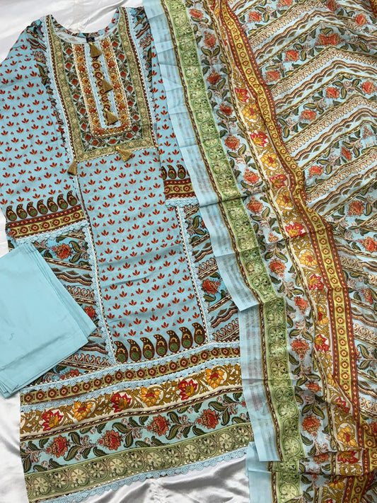 BAGH LAWN READYMADE SUIT SKY BLUE 4 Q