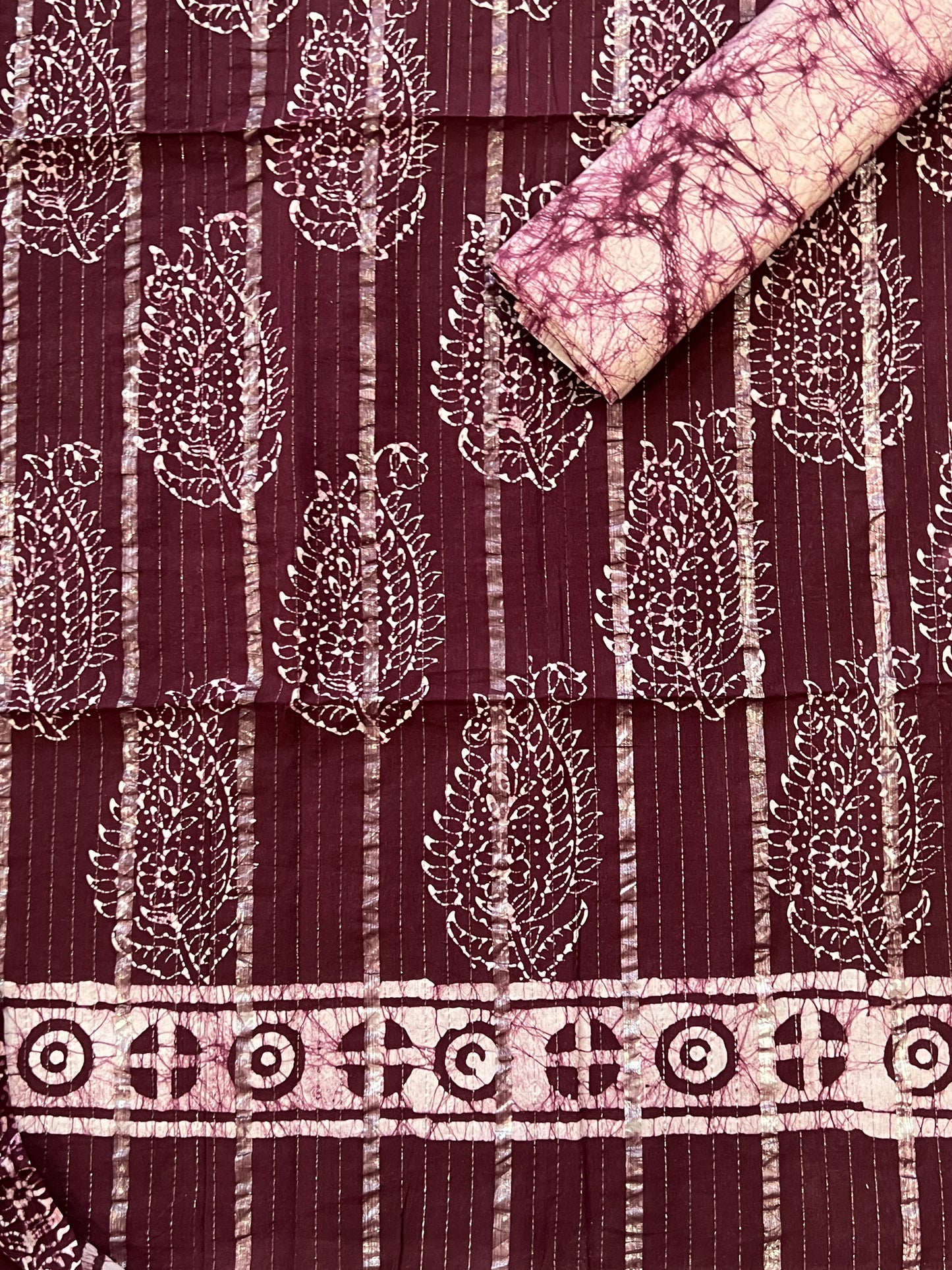 DIVA WINE BATIK PURE COTTON PRINTED SUIT