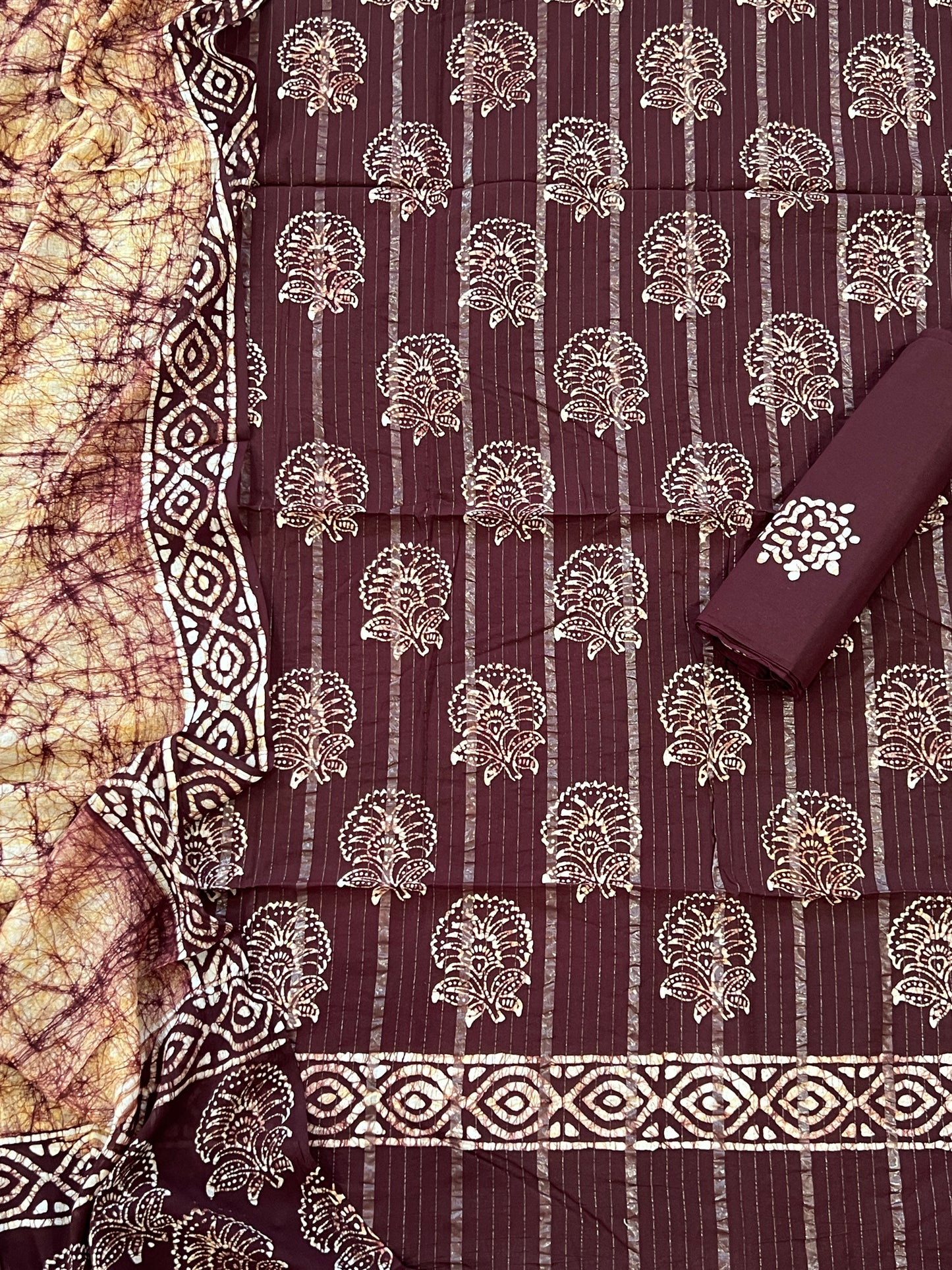 DIVA BROWN BATIK PURE COTTON PRINTED SUIT