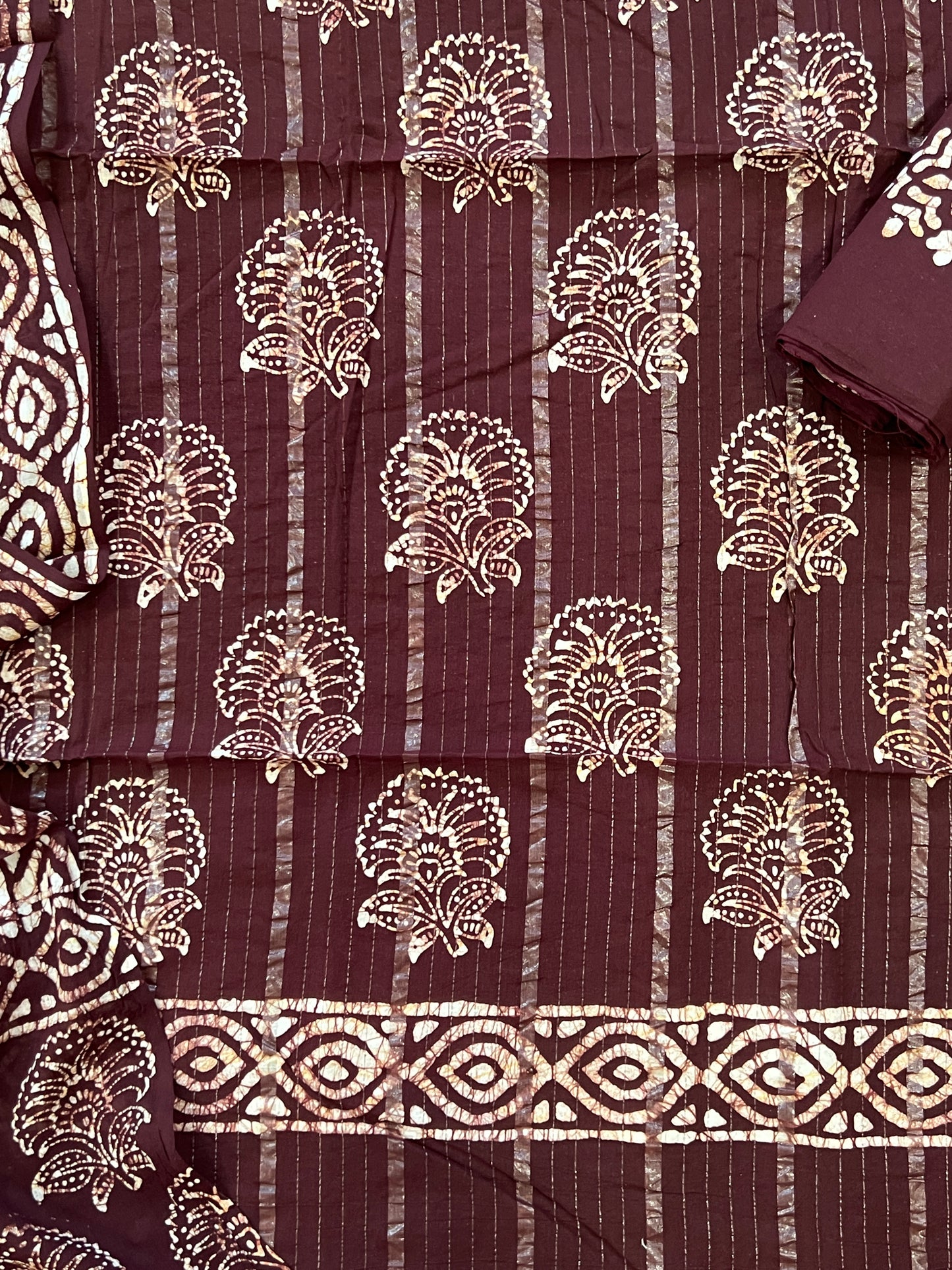 DIVA BROWN BATIK PURE COTTON PRINTED SUIT