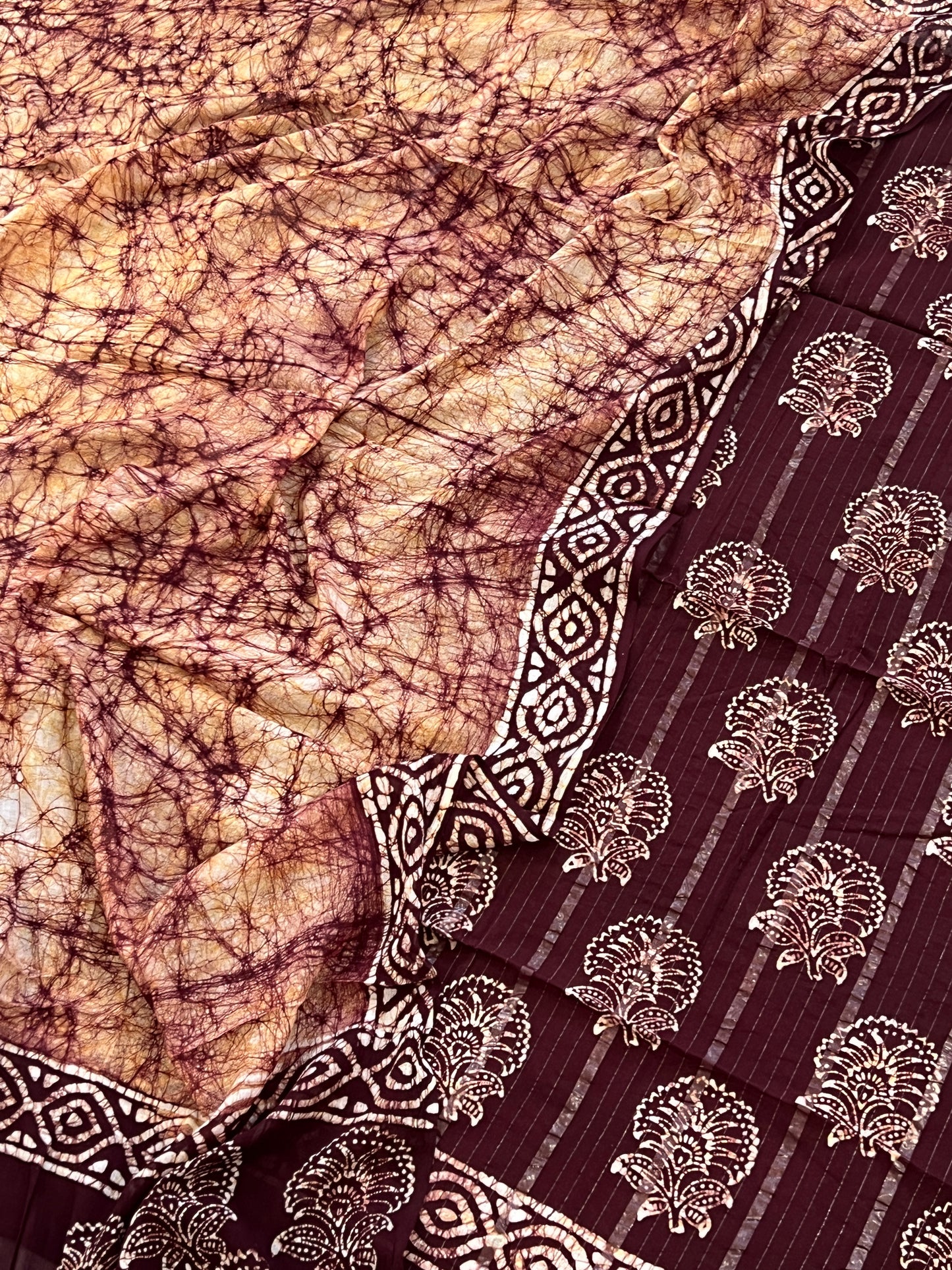 DIVA BROWN BATIK PURE COTTON PRINTED SUIT