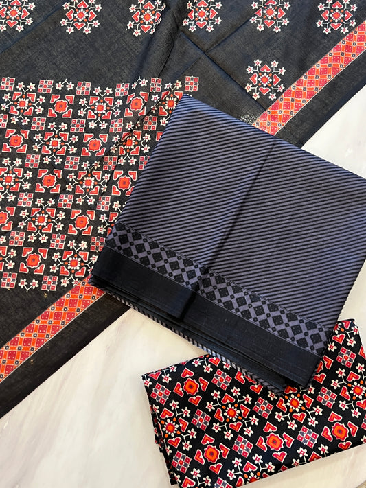 BLACK ELEGANCE PURE COTTON PRINTED SUIT