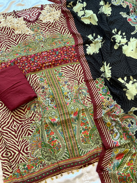 MUSLIN PATCH WORK SUIT 114