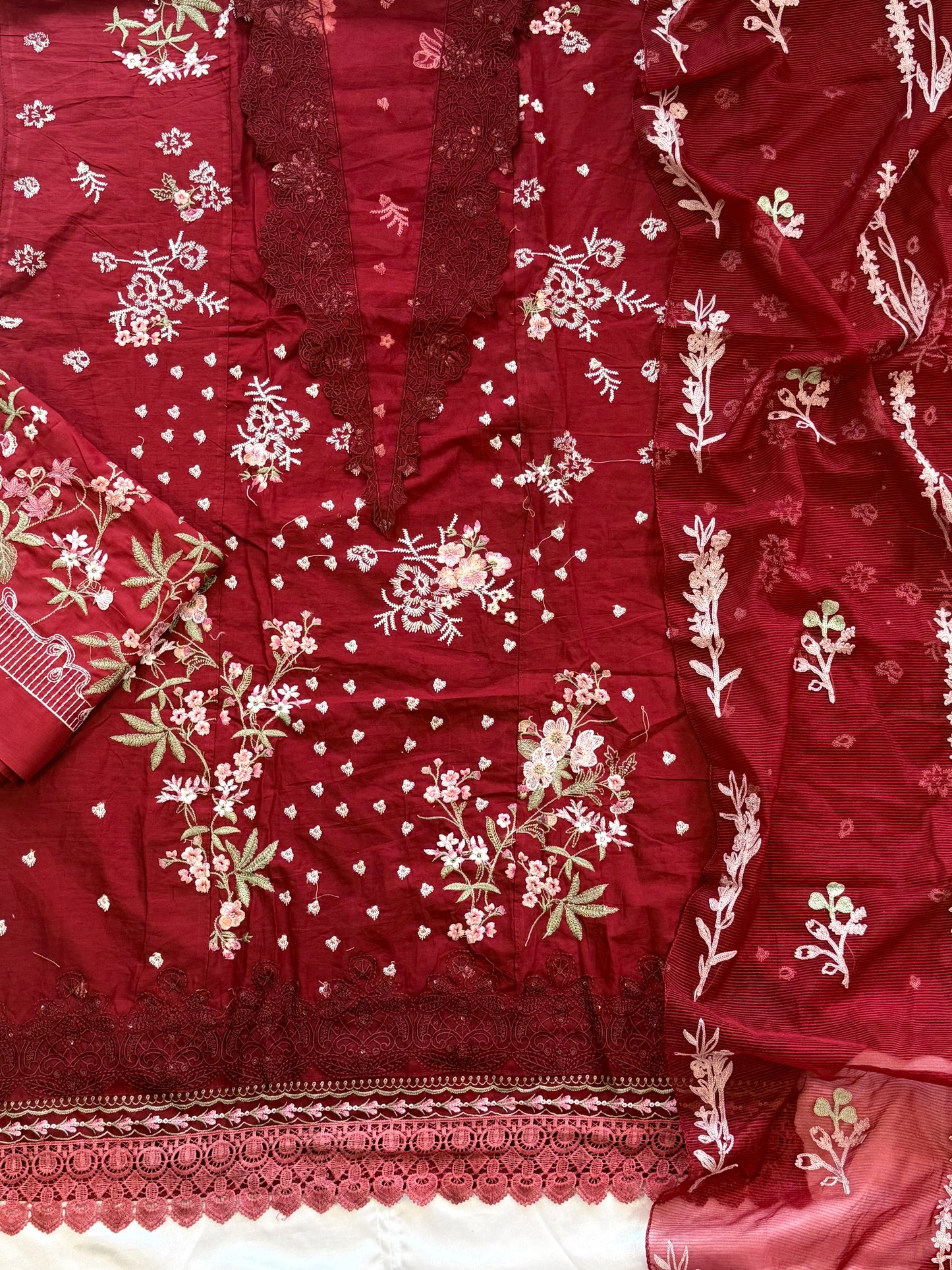 HANIA RED COTTON PATCH SUIT