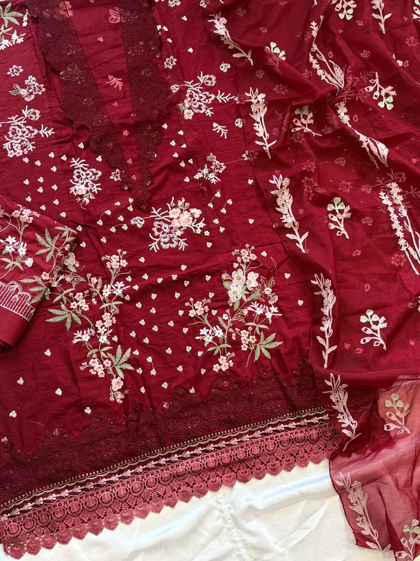 HANIA RED COTTON PATCH SUIT