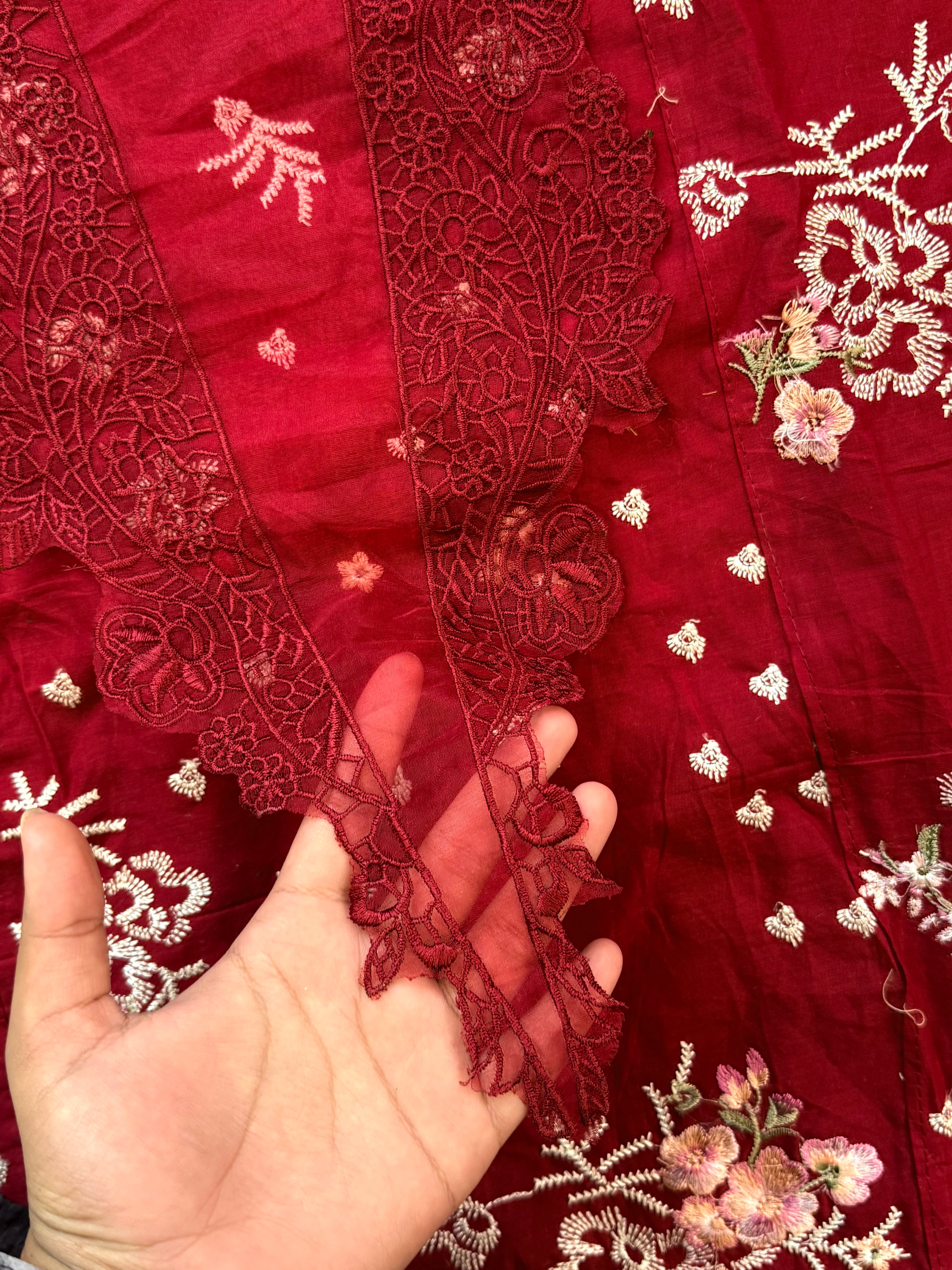 HANIA RED COTTON PATCH SUIT. Q