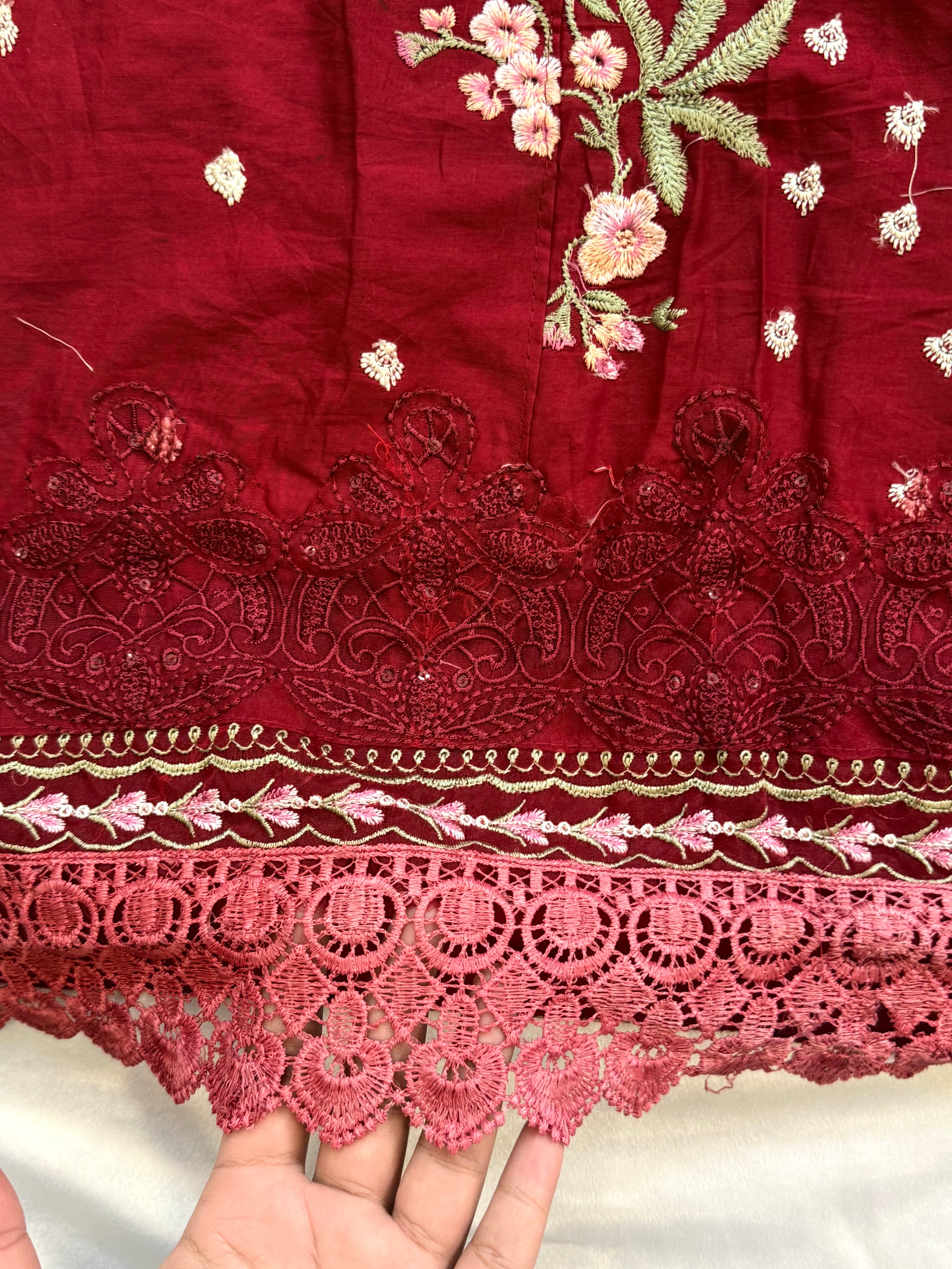 HANIA RED COTTON PATCH SUIT. Q