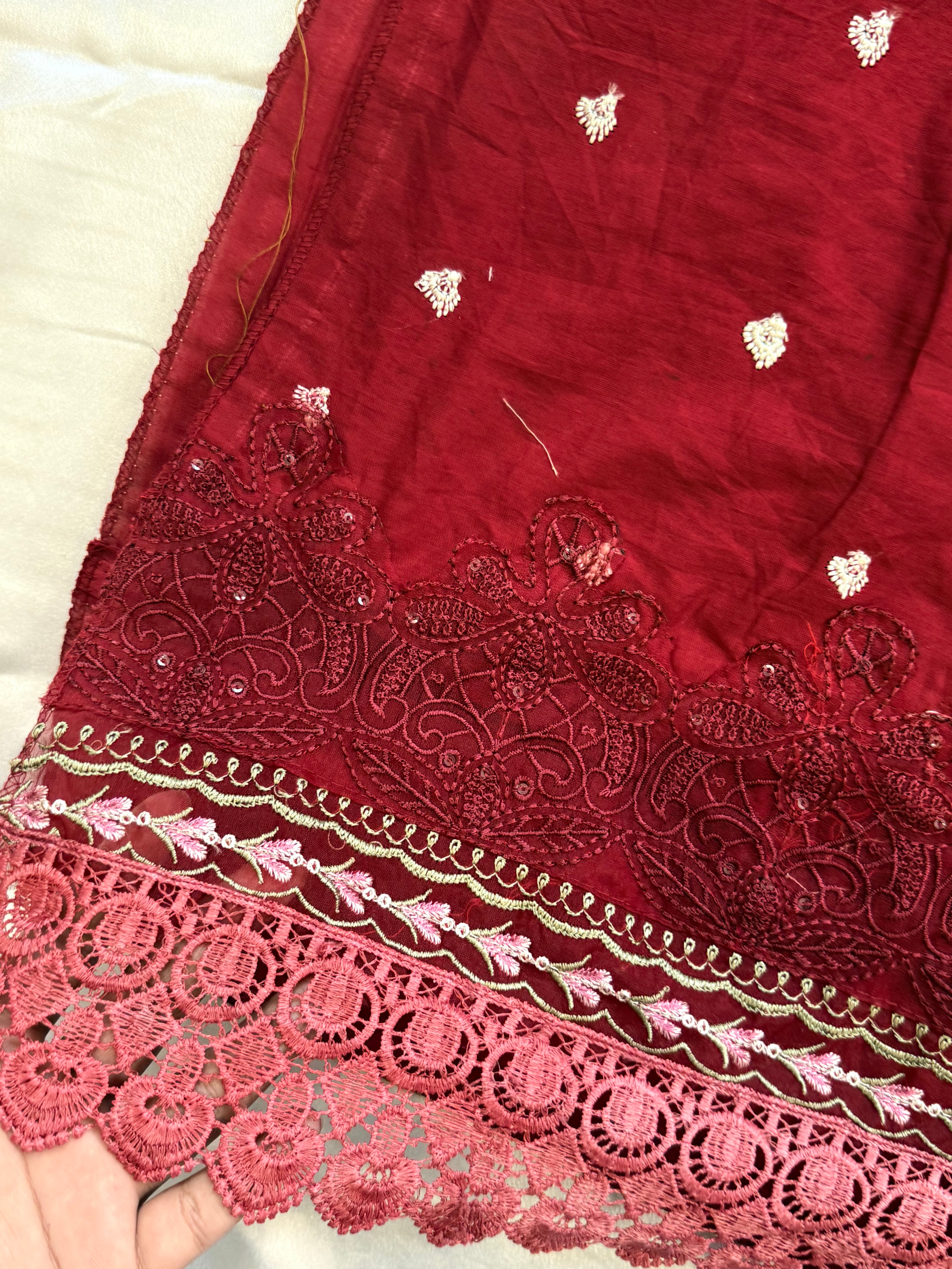 HANIA RED COTTON PATCH SUIT. Q