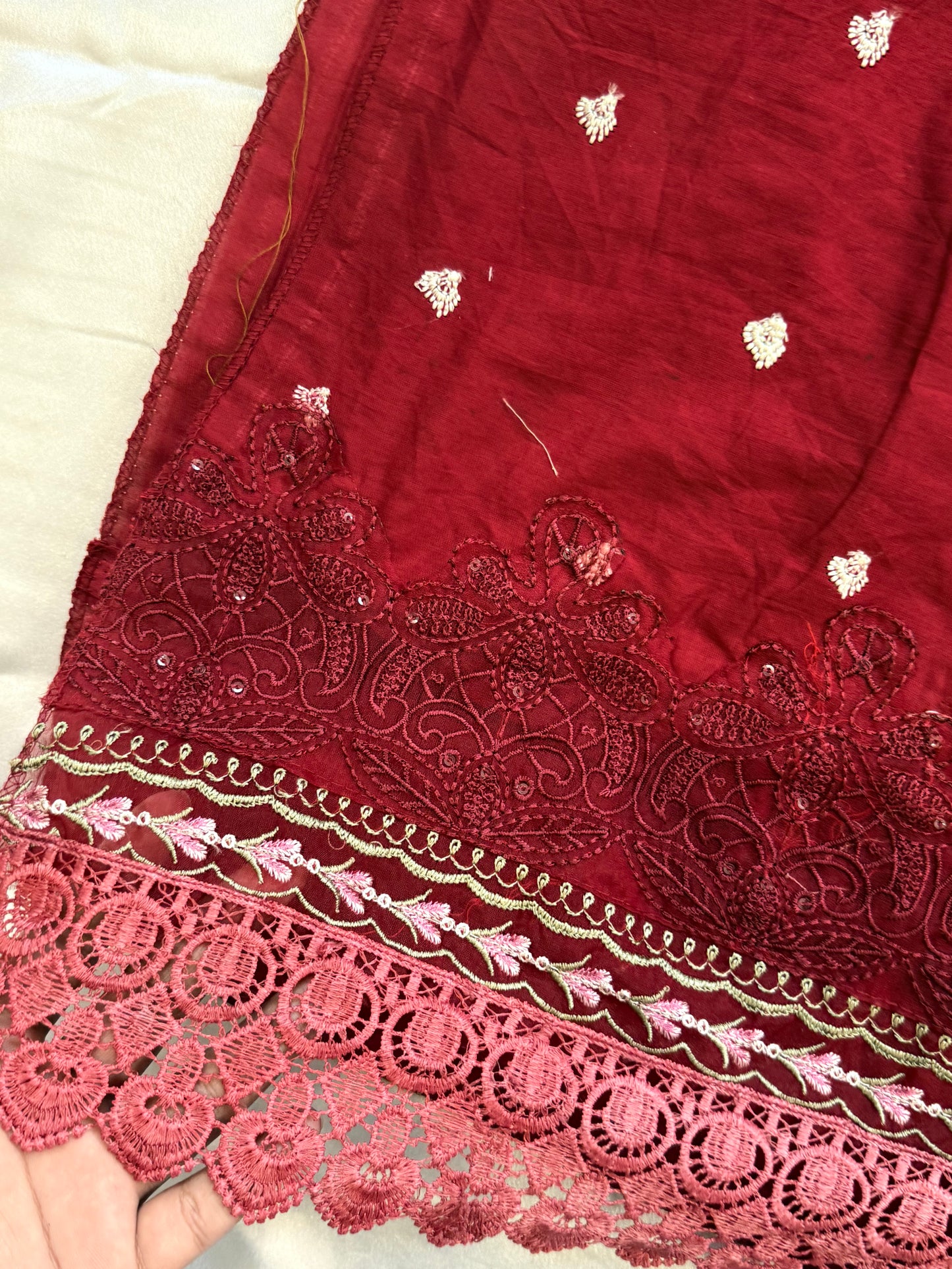 HANIA RED COTTON PATCH SUIT