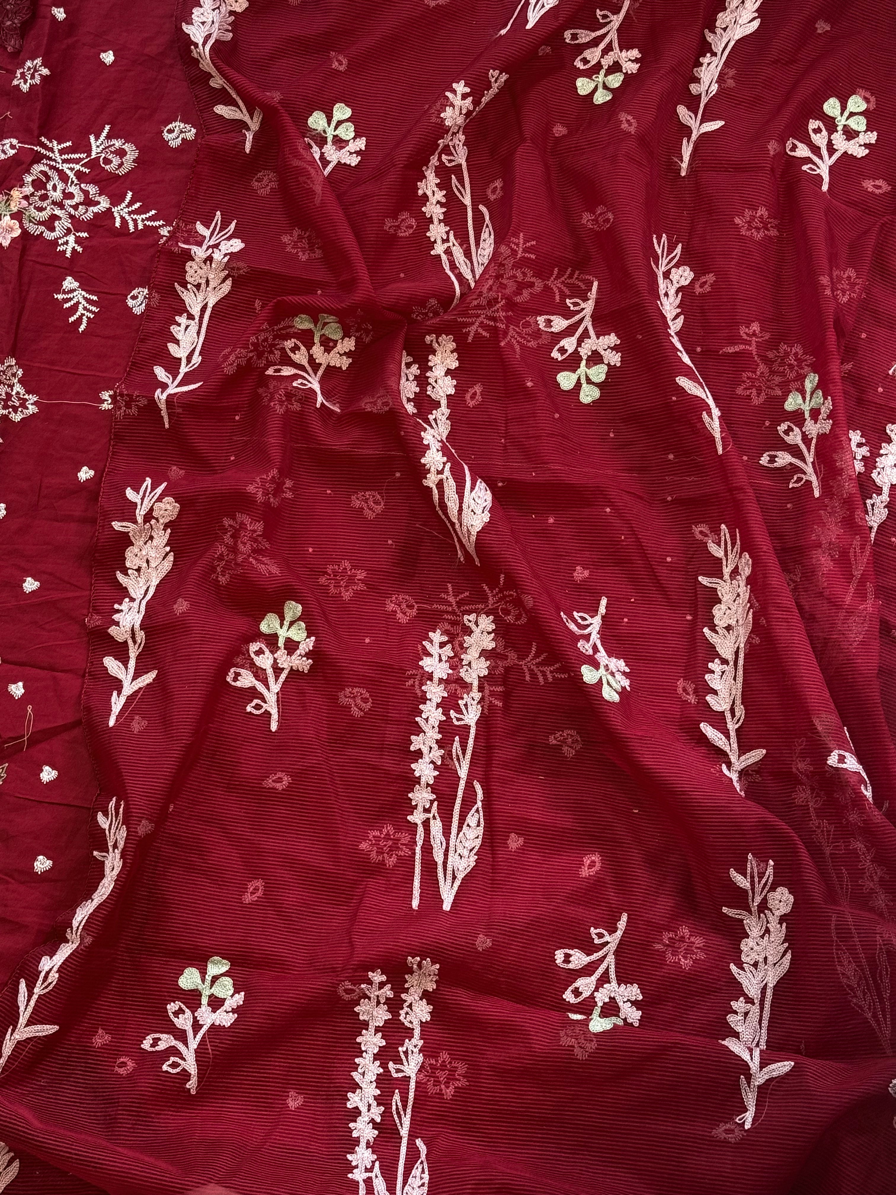 HANIA RED COTTON PATCH SUIT. Q