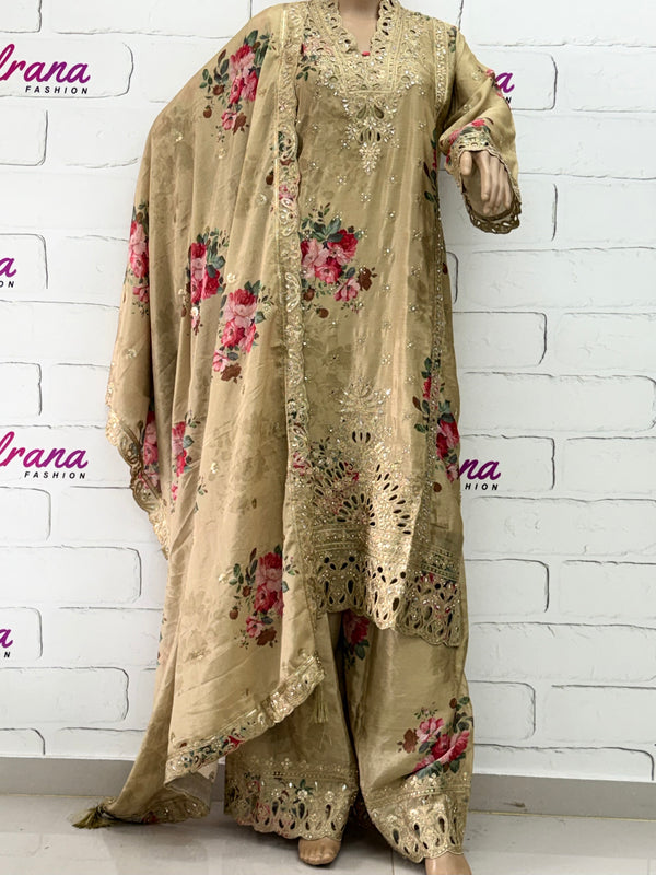 CHINNON SILK READYMADE EMBROIDERY SUIT 977 Q