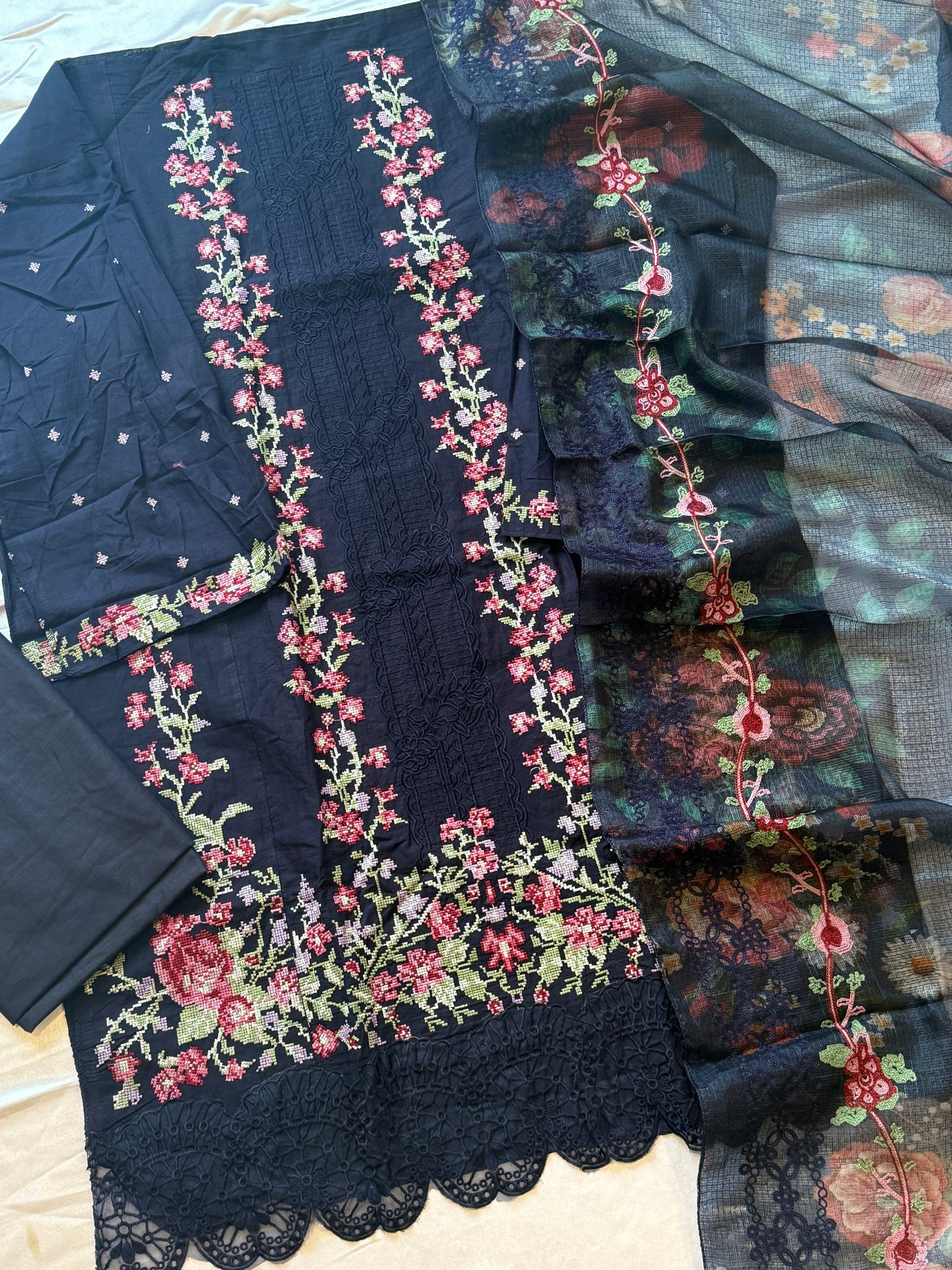 HANIA BLUE COTTON  PATCH SUIT Q